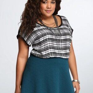 Plaid Cap Sleeve Blouse